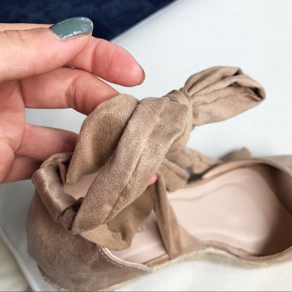 S/8.5 π‘ BEIGE FAUX SUADE ESPADRILLES WEDGES! - Picture 6 of 8